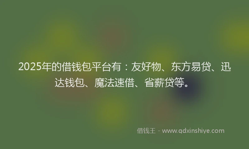 2025年的借钱包平台有：友好物、东方易贷、迅达钱包、魔法速借、省薪贷等。