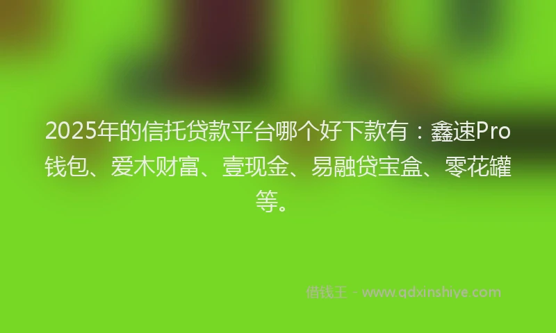 2025年的信托贷款平台哪个好下款有：鑫速Pro钱包、爱木财富、壹现金、易融贷宝盒、零花罐等。