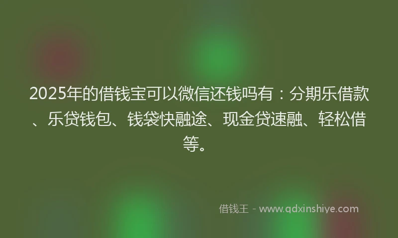 2025年的借钱宝可以微信还钱吗有：分期乐借款、乐贷钱包、钱袋快融途、现金贷速融、轻松借等。
