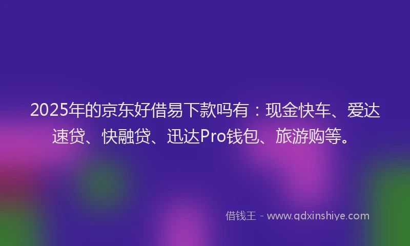 2025年的京东好借易下款吗有：现金快车、爱达速贷、快融贷、迅达Pro钱包、旅游购等。