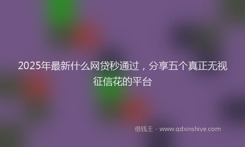 2025年最新什么网贷秒通过，分享五个真正无视征信花的平台