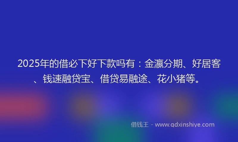 2025年的借必下好下款吗有：金瀛分期、好居客、钱速融贷宝、借贷易融途、花小猪等。
