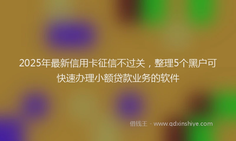 2025年最新信用卡征信不过关，整理5个黑户可快速办理小额贷款业务的软件