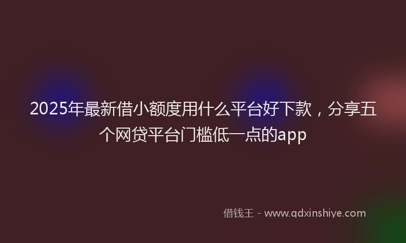 2025年最新借小额度用什么平台好下款，分享五个网贷平台门槛低一点的app