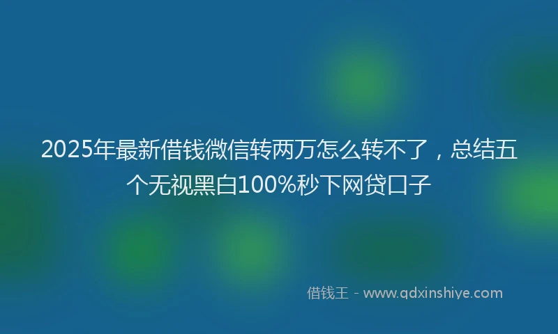 2025年最新借钱微信转两万怎么转不了，总结五个无视黑白100%秒下网贷口子