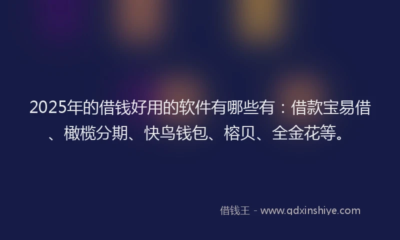 2025年的借钱好用的软件有哪些有：借款宝易借、橄榄分期、快鸟钱包、榕贝、全金花等。