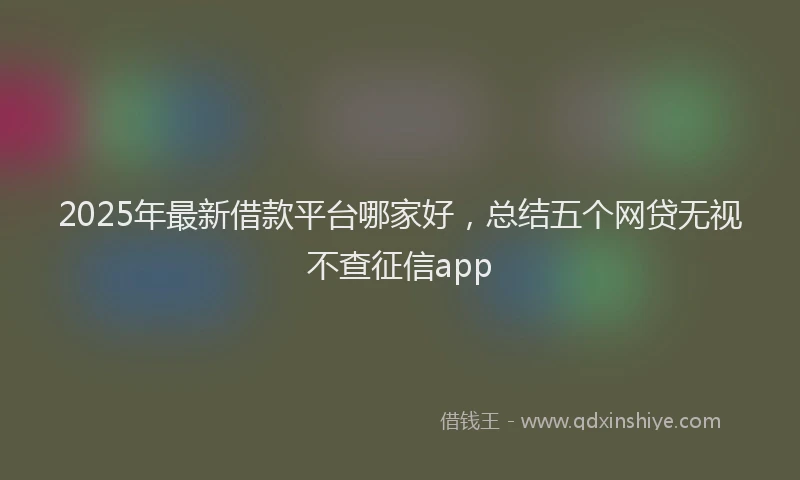 2025年最新借款平台哪家好，总结五个网贷无视不查征信app