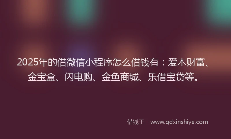2025年的借微信小程序怎么借钱有：爱木财富、金宝盒、闪电购、金鱼商城、乐借宝贷等。