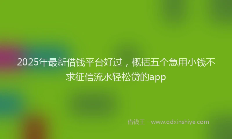 2025年最新借钱平台好过，概括五个急用小钱不求征信流水轻松贷的app