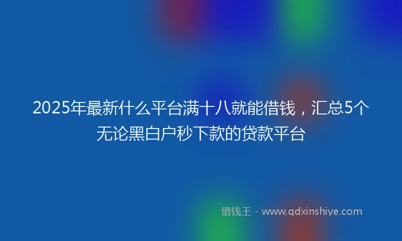 2025年最新什么平台满十八就能借钱，汇总5个无论黑白户秒下款的贷款平台