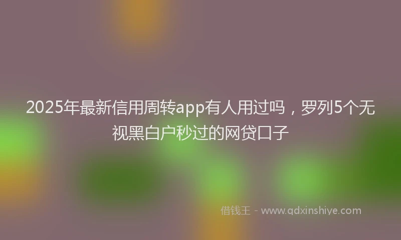 2025年最新信用周转app有人用过吗，罗列5个无视黑白户秒过的网贷口子