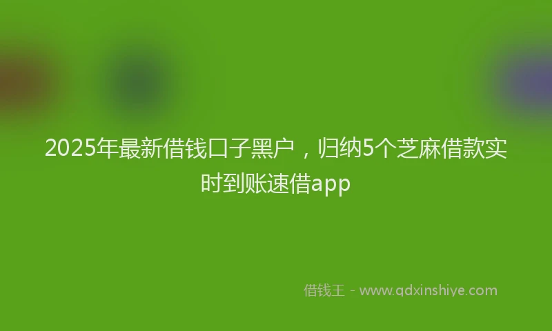 2025年最新借钱口子黑户，归纳5个芝麻借款实时到账速借app