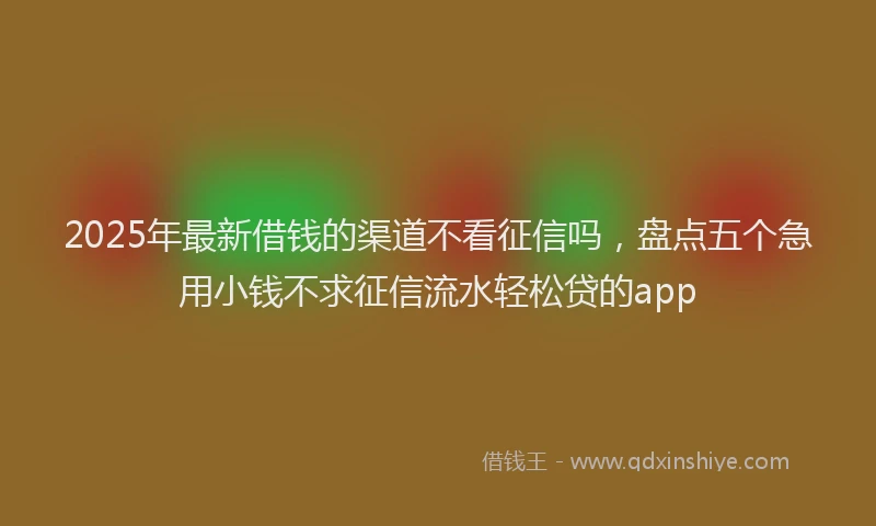 2025年最新借钱的渠道不看征信吗，盘点五个急用小钱不求征信流水轻松贷的app