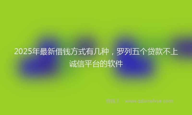 2025年最新借钱方式有几种，罗列五个贷款不上诚信平台的软件