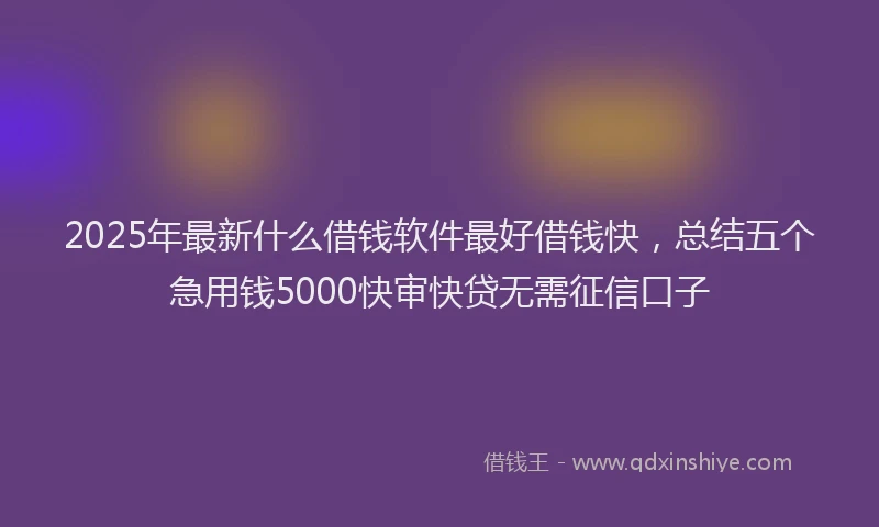2025年最新什么借钱软件最好借钱快，总结五个急用钱5000快审快贷无需征信口子