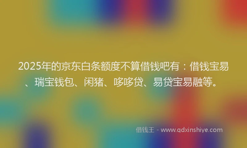 2025年的京东白条额度不算借钱吧有：借钱宝易、瑞宝钱包、闲猪、哆哆贷、易贷宝易融等。