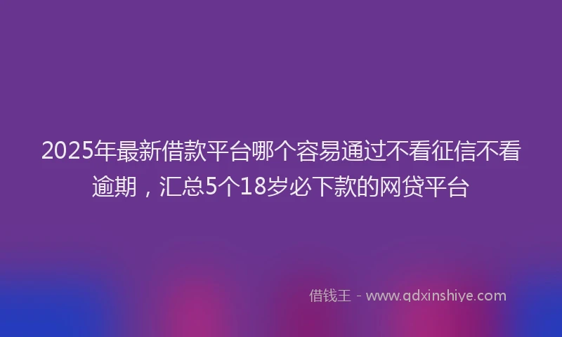 2025年最新借款平台哪个容易通过不看征信不看逾期，汇总5个18岁必下款的网贷平台