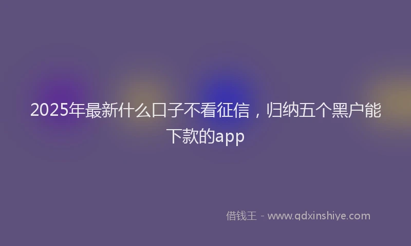 2025年最新什么口子不看征信，归纳五个黑户能下款的app