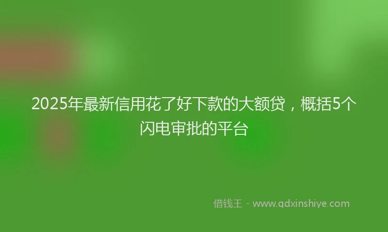 2025年最新信用花了好下款的大额贷，概括5个闪电审批的平台