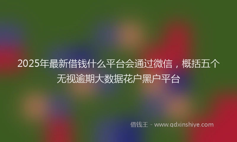 2025年最新借钱什么平台会通过微信，概括五个无视逾期大数据花户黑户平台