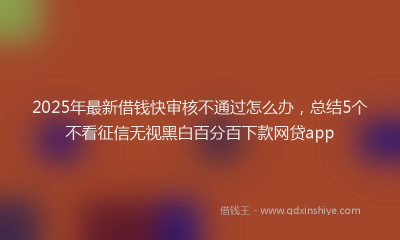 2025年最新借钱快审核不通过怎么办，总结5个不看征信无视黑白百分百下款网贷app