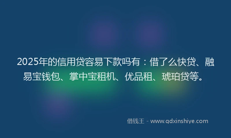 2025年的信用贷容易下款吗有：借了么快贷、融易宝钱包、掌中宝租机、优品租、琥珀贷等。
