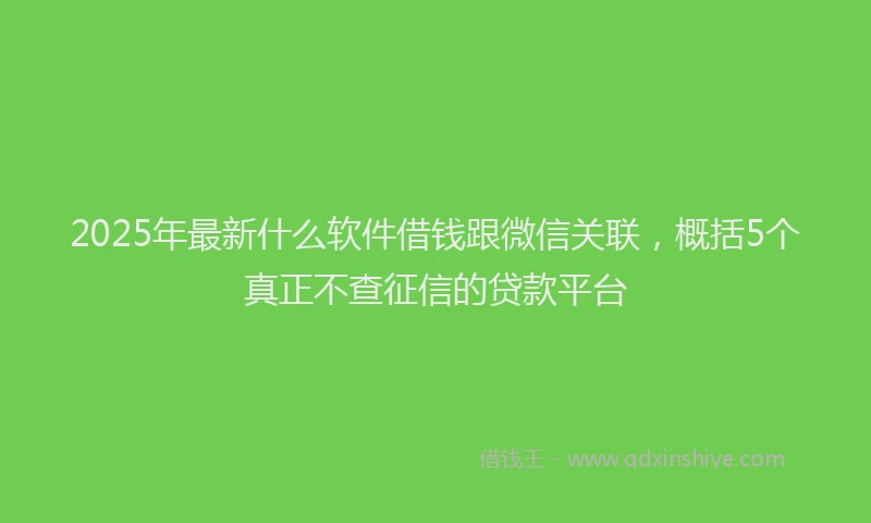 2025年最新什么软件借钱跟微信关联，概括5个真正不查征信的贷款平台