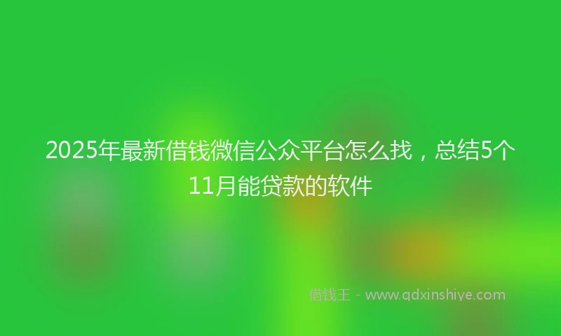 2025年最新借钱微信公众平台怎么找，总结5个11月能贷款的软件