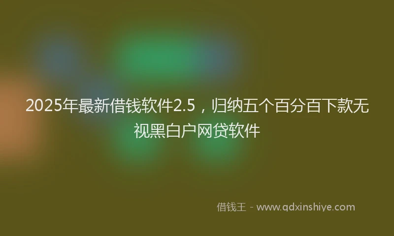 2025年最新借钱软件2.5，归纳五个百分百下款无视黑白户网贷软件