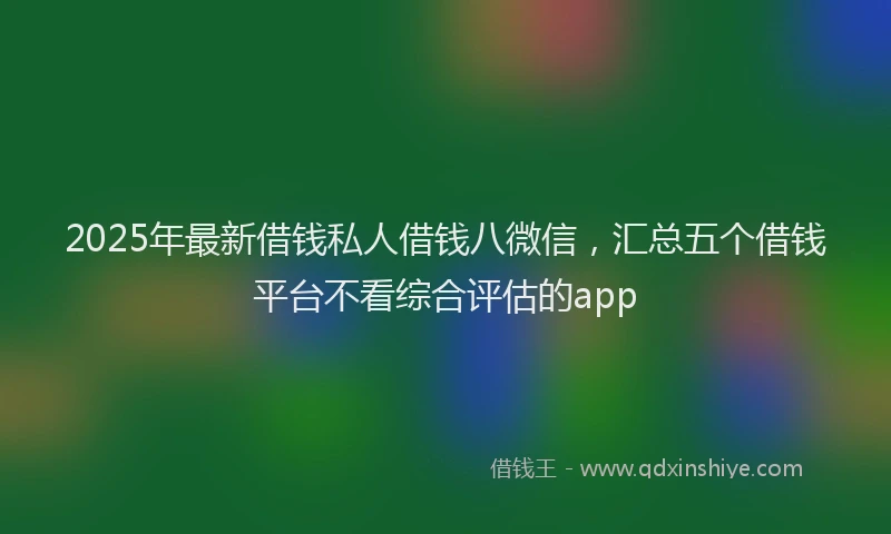 2025年最新借钱私人借钱八微信，汇总五个借钱平台不看综合评估的app