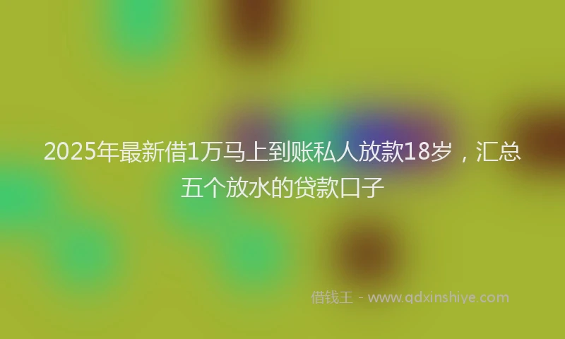 2025年最新借1万马上到账私人放款18岁，汇总五个放水的贷款口子