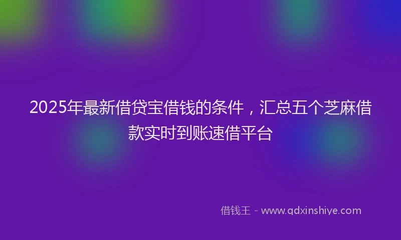 2025年最新借贷宝借钱的条件，汇总五个芝麻借款实时到账速借平台