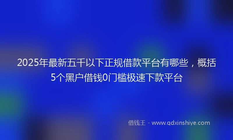 2025年最新五千以下正规借款平台有哪些，概括5个黑户借钱0门槛极速下款平台