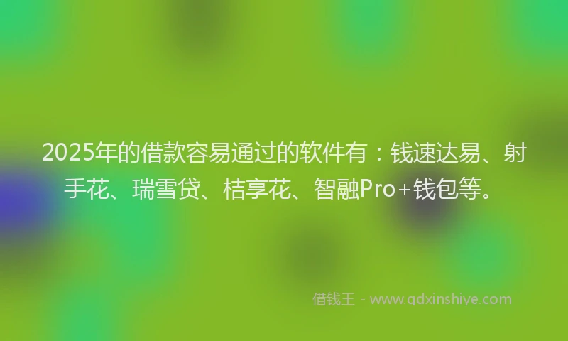 2025年的借款容易通过的软件有：钱速达易、射手花、瑞雪贷、桔享花、智融Pro+钱包等。