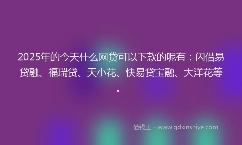 2025年的今天什么网贷可以下款的呢有：闪借易贷融、福瑞贷、天小花、快易贷宝融、大洋花等。
