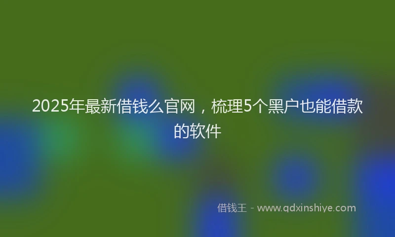 2025年最新借钱么官网，梳理5个黑户也能借款的软件