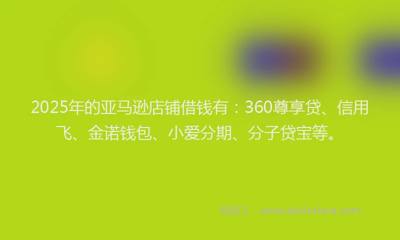 2025年的亚马逊店铺借钱有：360尊享贷、信用飞、金诺钱包、小爱分期、分子贷宝等。