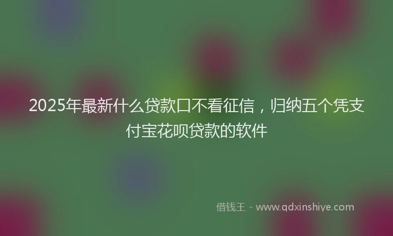 2025年最新什么贷款口不看征信，归纳五个凭支付宝花呗贷款的软件