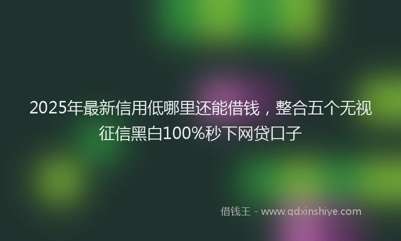 2025年最新信用低哪里还能借钱，整合五个无视征信黑白100%秒下网贷口子