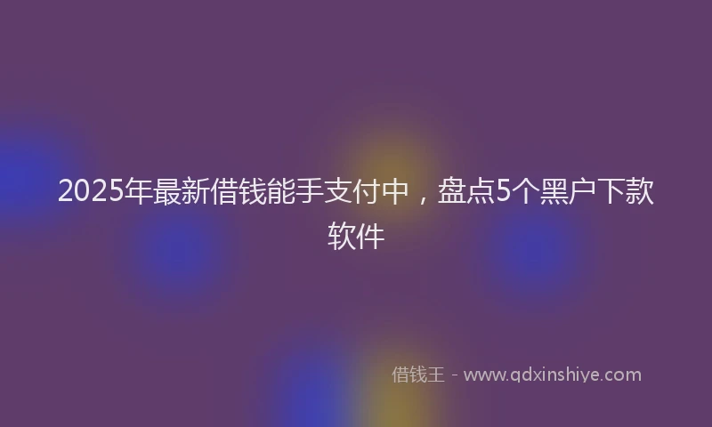 2025年最新借钱能手支付中，盘点5个黑户下款软件