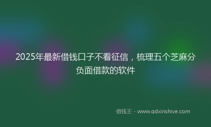 2025年最新借钱口子不看征信，梳理五个芝麻分负面借款的软件
