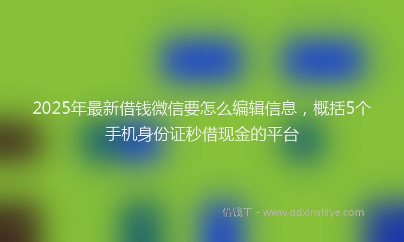 2025年最新借钱微信要怎么编辑信息，概括5个手机身份证秒借现金的平台