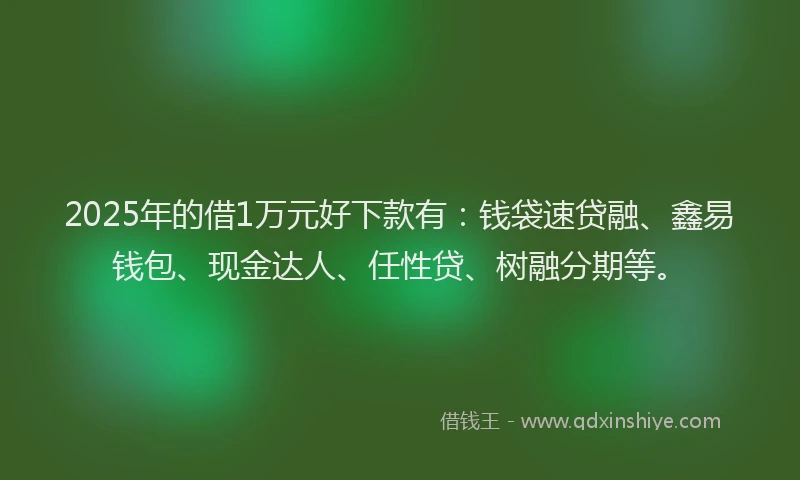 2025年的借1万元好下款有：钱袋速贷融、鑫易钱包、现金达人、任性贷、树融分期等。