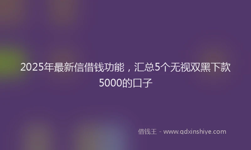 2025年最新信借钱功能，汇总5个无视双黑下款5000的口子