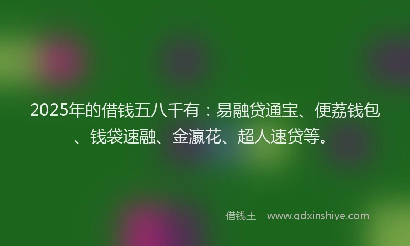 2025年的借钱五八千有：易融贷通宝、便荔钱包、钱袋速融、金瀛花、超人速贷等。