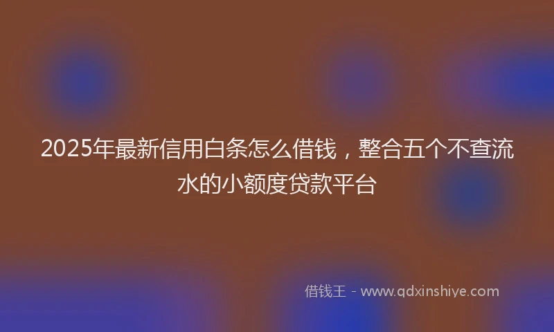 2025年最新信用白条怎么借钱，整合五个不查流水的小额度贷款平台
