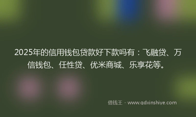 2025年的信用钱包贷款好下款吗有：飞融贷、万信钱包、任性贷、优米商城、乐享花等。