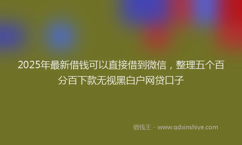 2025年最新借钱可以直接借到微信，整理五个百分百下款无视黑白户网贷口子