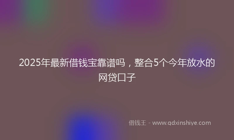 2025年最新借钱宝靠谱吗，整合5个今年放水的网贷口子