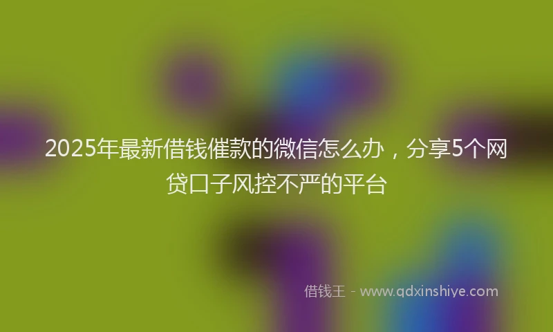 2025年最新借钱催款的微信怎么办，分享5个网贷口子风控不严的平台